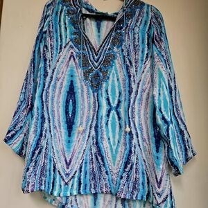 TAJ by Sabrina Crippa Vibrant Blue and Black Top